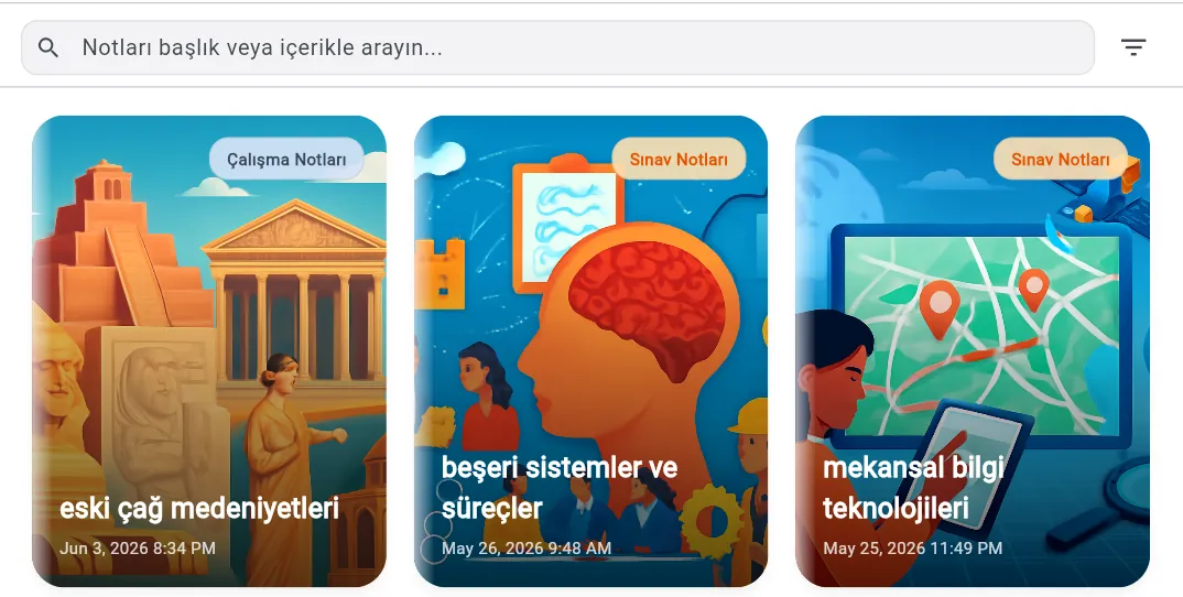 AI study notes library with stylized covers