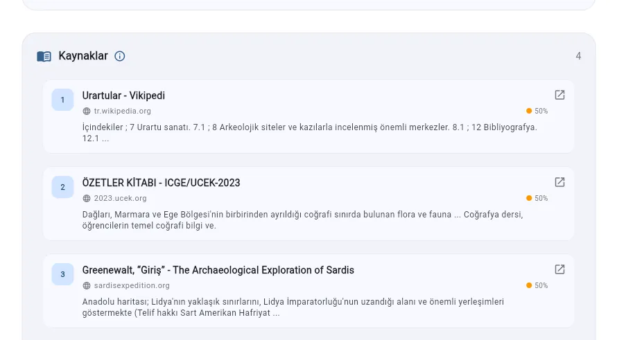 ScolerAI web research — the list of cited academic sources backing the answer